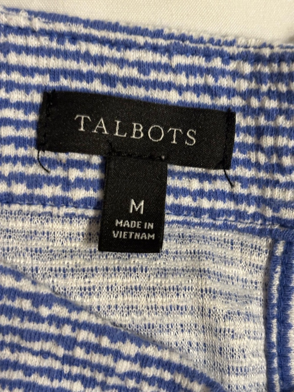 Talbots Blue White Striped Sleeveless Top Size Medium Knit Tank - Picture 2 of 8